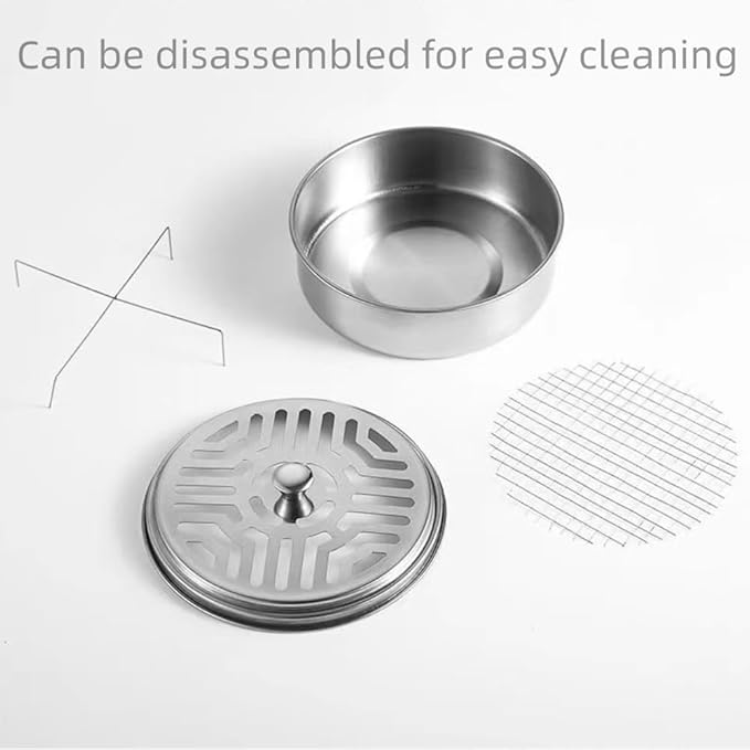 2Pcs Mosquito Coil Holder Stainless Steel Incense Holder Incense Burner Ash Tray with Lid for Home, Outdoor, Camping and Fishing (2Pcs Silver)