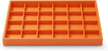 Oirlv Orange Leather Jewelry Organizer 24-Grid | Orange Pu Leather Exterior, Soft Microfiber Interior, Removable Dividers, Elegant Color for Display