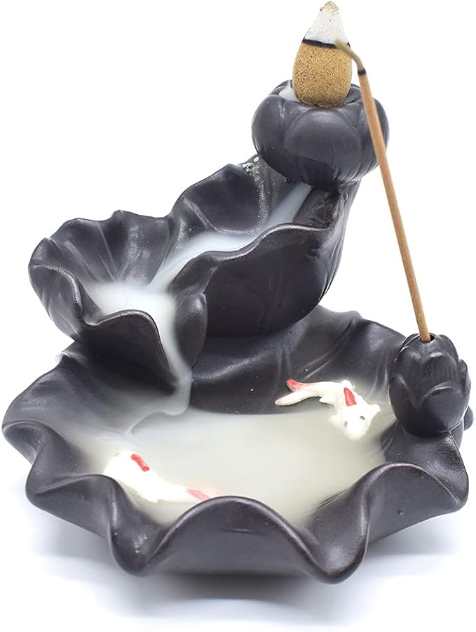 Ceramic Waterfall Backflow Incense Burner Holder, Home Aromatherapy Decoration Ornament with 30 Backflow Incense Cones and 50 Incense Sticks