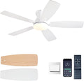 NKPU Ceiling Fans with Lights, Low Profile Ceiling Fan with Light and Remote/APP Control, DC Reversible Motor, Noiseless, Flush Mount, 46inch White Ceiling Fan for Bedroom Indoor/Outdoor Use