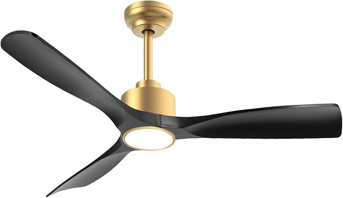 OFANTOP 52 Inch Modern Black Gold Smart Ceiling Fan with Light and Remote | High CFM Quiet DC Motor, 3-Color Dimmable Ceiling Fan Light, Reversible Motor, Timer, for Bedroom Living Room Dining Room