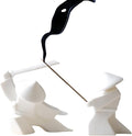 Ceramic Samurai Incense Holder & Tea Pet - Hand-Painted Japanese Warrior Statue, Terracotta Zen Decor for Home/Office (3.5", White/Green) (WhiteAC)