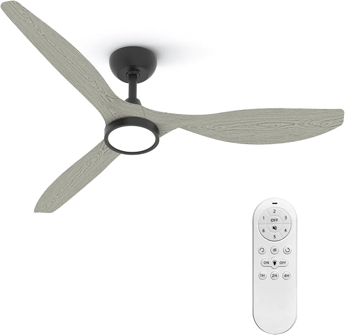 Roomratv Ceiling Fans with Lights and Remote Control,Quiet Noiseless Reversible DC Motor,6 Speeds,Timers, 3 CCT, Indoor Use, Plastic Blades,52 Inch White Oak Modern Ceiling Fan for Living Room