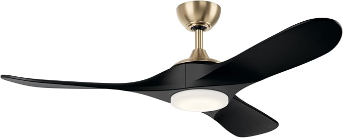 KICHLER Mylo 52 in Ceiling Fan with Light, Modern Indoor Damp Rated Fan with Satin Etched Cased Opal Glass in Champagne Bronze, 6-Speed Remote Control, 310552CPZ