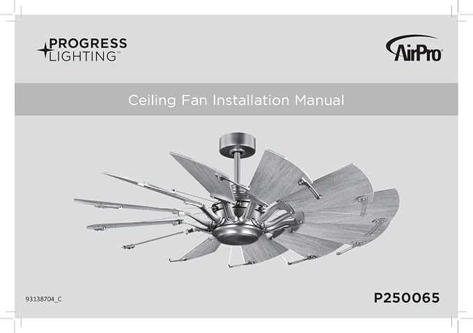 Progress Lighting Springer Collection DC Motor Farmhouse Windmill Ceiling Fan, Antique Nickel, 12-Blade (52" W x 17-3/8" H) P250065-081