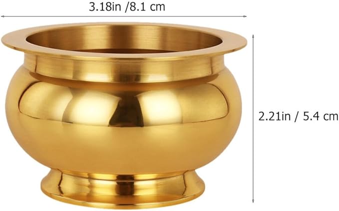 HOMSFOU Buddhist Incense Burner, Copper Treasure Basin Fengshui Incense Cone Stick Holder Buddha Offering Bowl Chinese Incense Burner Offering Basin for Buddha Buddhist Meditation Decor