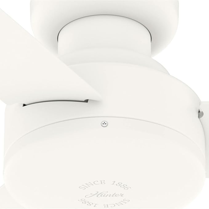 Hunter 44 inch Indoor Ceiling Fan No Light - White Modern Ceiling Fan without Light, 3 Blades, Low Profile Mount, For Bedroom, Living Room, or Kitchen, Wall Control - Presto 52402, Matte White | Flush-mount housing fits rooms under 9 ft; SureSpeed high...