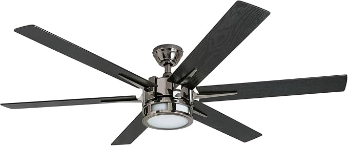 Honeywell Ceiling Fans Kaliza Modern 56 Inch Ceiling Fan with Light, Remote Control Fan, LED Indoor Fan with 6 Blades, Black Pine and Pewter Blade Finish Options, Matte Nickel (51626-01)