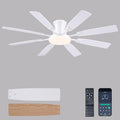JSAITEE 60Inch Ceiling Fan with Lights, Large Low Profile Flush Mount,White | Ceiling Fans,DC Reversible Motor Noiseless, 3CCT Dimmable, Dual Finish, 6 Speeds Ceiling Fan for Indoor/Outdoor