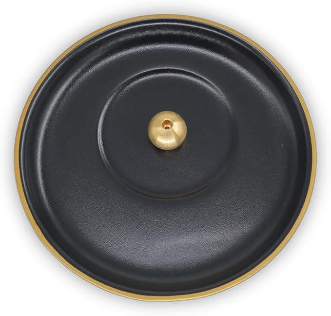 Sermo Evil Eye Ceramic Incense Holder Burner (Black with Brass Holder)