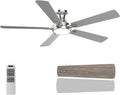 OPONL Ceiling Fan with Light, 52 inch Low Profile Ceiling fan with Light and Remote Control, Reversible, 6CCT, Dimmable, Noiseless, Nickel Ceiling Fan for Bedroom, Indoor/Outdoor Use, Modern