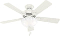 Hunter Swanson, Indoor, Ceiling Fan, with LED Light, 44 inch, Fresh White | Standard Mount, Pull Chain, 5 Blades, For Bedroom, Living Room, Kitchen, 50905