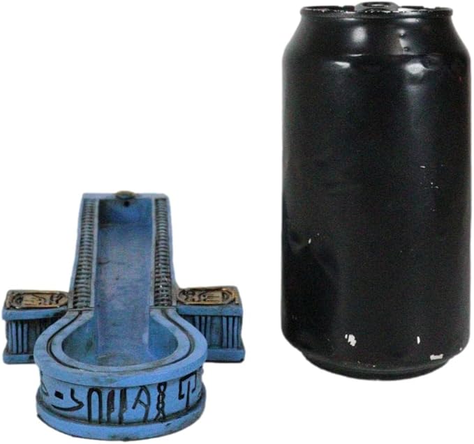 Ebros Gift Egyptian Beautiful Blue Hieroglyphic Symbols Golden Cartouche Ankh Key Incense Stick Burner Holder Figurine Gods of Egypt Talisman of Balance Health and Life Force