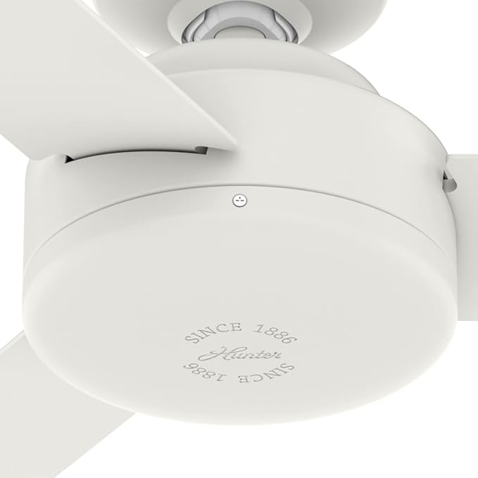 Hunter Presto, Indoor, Ceiling Fan, No Light, Modern, 52 inch, Matte White | Standard Mount, Wall Control, 3 Blades, For Bedroom, Living Room, Kitchen, 50811
