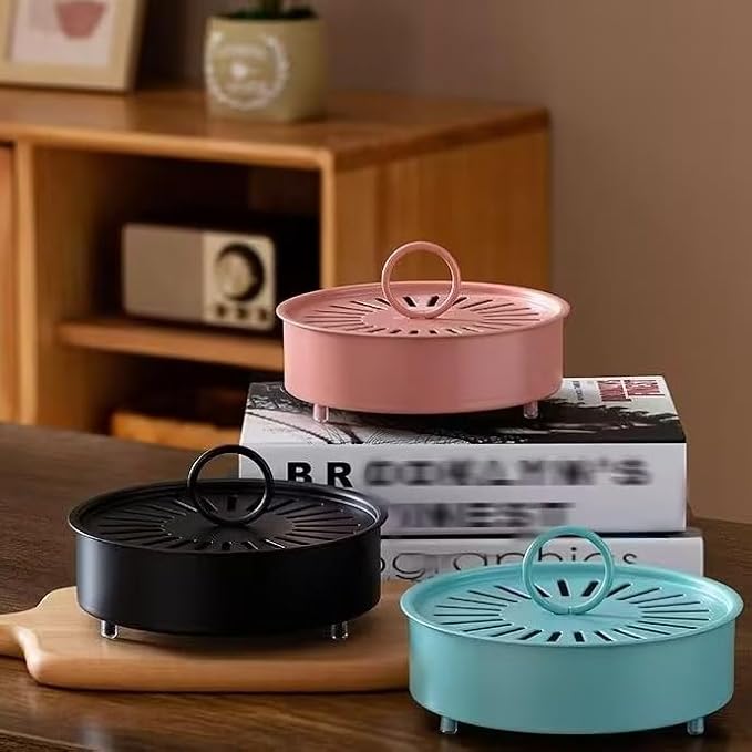 Mosquito Coil Holder with Anti-Scald Design, Stainless Steel, Pink/Black/Blue, for Home and Camping (Pink)