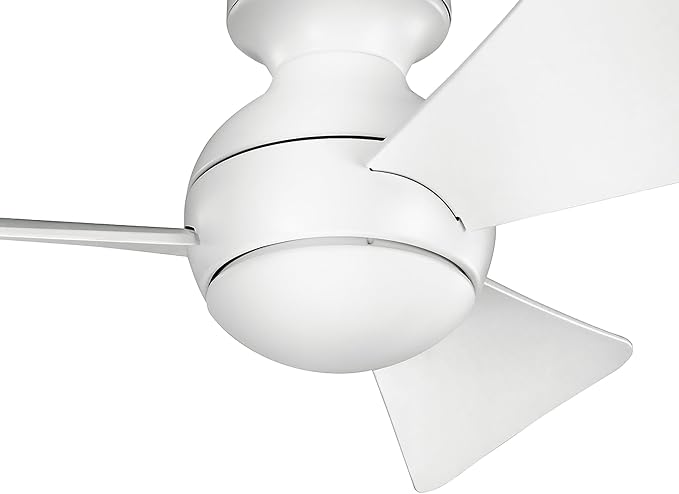 Kichler 330150MWH 34 Inch Sola Ceiling Fan LED, 3 Speed Wall Control Full Function, Matte White Finish with Matte White Blades