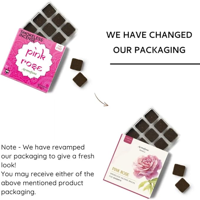 Pink Rose Incense Bricks (2 x 9 Bricks) & Oriental Burner by Aromafume | Ideal for Romance, Sensuality, Good Vibrations | Natural, Low Smoke, Non-Toxic Incense Bricks
