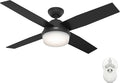 Hunter Dempsey, Indoor, Ceiling Fan, Modern, 4 Blades, 52 inch, Matte Black | with LED Light and Remote Control, Standard Mount, For Bedroom, Living Room, Kitchen, 52388