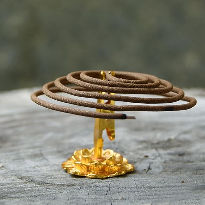 Incense Holder Clip 45x30mm Incense Coil Spiral Burner Incense Stick Standing Clamp with Lotus Base Buddhism Supplies Tabletop Decor for Home Office, Pack of 2