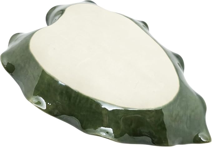 9½" Green Philodendron Leaf Shaped Tray - Handmade Ceramic Porcelain Decorative Plate Dish Catchall Miniature Container for Jewelry Personal Items Incense Holders Trays Décor Gifts