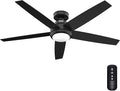Hunter Zayden, Indoor, Ceiling Fan, Standard Mount, 52 inch, Matte Black | with LED Light and Remote Control, Quiet, 5 Blades, For Bedroom, Living Room, Kitchen, 51694