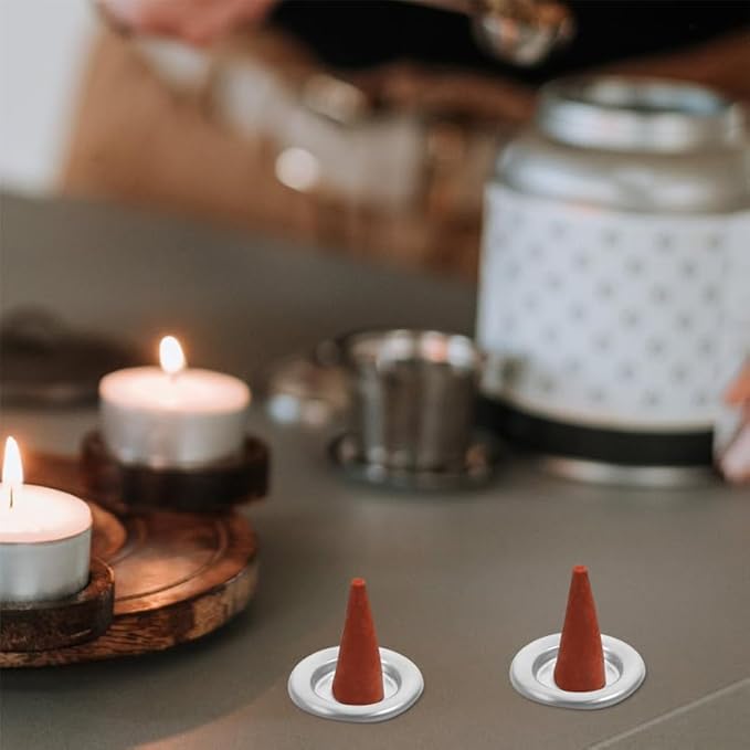 DECHOUS Metal Incense Tray Holder 10-Pack Small Tower Incense Burner Trays 1.2 Inch for Home Aromatherapy Yoga Meditation and Home D Cor