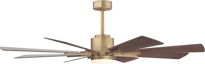 60 Inch Large Gold Ceiling Fan with Lights and Remote, Indoor Industrial Ceiling Fan for Living Room Commercial Garage, Modern High Big Ceiling Fan Quiet DC Motor, 3 CCT, Timer, 6-Speed