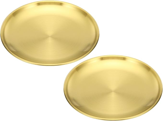 PATIKIL 5.5" Dia. Incense Burner Plate, 2 Pack Coil Incense Holder Alloy Ash Catcher Fireproof Incense Cone Pad Tray for Yoga Spa Room Home Office, Gold Tone