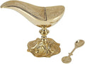Catholic Brass Boat Incense Holder with Spoon, 5 Inch