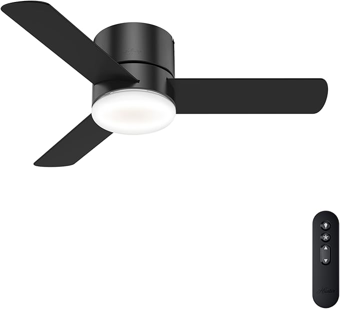 Hunter Minimus, Indoor, Ceiling Fan, with LED Light, 44 inch, Matte Black