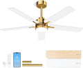 LANMEL 52'' Ceiling Fan with Lights and Remote, Low Profile Modern Ceiling Fan Gold, 6 Speed, Reversible, 3000k-6000k LED, Quiet DC Motor Ceiling Fans for Indoor Outdoor Bedroom Living Room