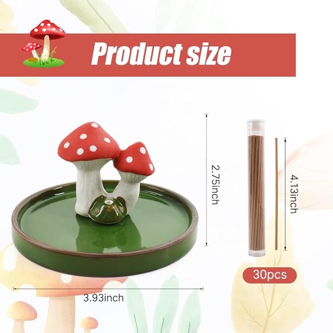 Mushroom Incense Holder, Handmade Incense Stick Burner, Nature Theme Incense Burner, Home Decoration Accessories