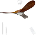 42'' Outdoor Ceiling Fan no Light,Solid Wood Ceiling Fan with Remote Control,Quiet and Reversible DC Motor with Large Airflow for Living Room,Patios,Gazebo (White+Dark Walnut)