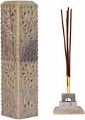 Handmade Stone Incense Stick Holder | Unique King Size Long Tower Burner | Camphore - Tealight - Dhoop Batti - Candles Holder for Yoga, Meditation and Home Decor. (Elephant)