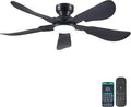 Kviflon 52 Inch Modern Ceiling Fans with Lights, Flush Mount Ceiling Fan with Light and Remote/APP Control, 5 Reversible 6 Speeds Curved Blades, 3 CCT Dimmable Lights for Bedroom, Black