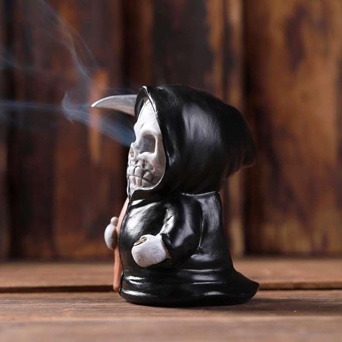 Grim Reaper Incense Holder for Sticks, Halloween Incense Cone Burner Ornaments, Cute Incense Holder, Resin Incense Stick Burner, Ideal for use in Meditation, Incense Smokers and Decoration