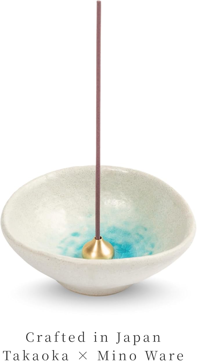 Incense Holder, Drop Shape,Blue Ocean,Ash Catcher,Made in Japan Traditional Craft