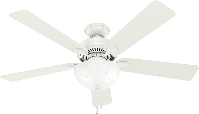 Hunter Swanson, Indoor, Ceiling Fan, with LED Light, 52 inch, Fresh White