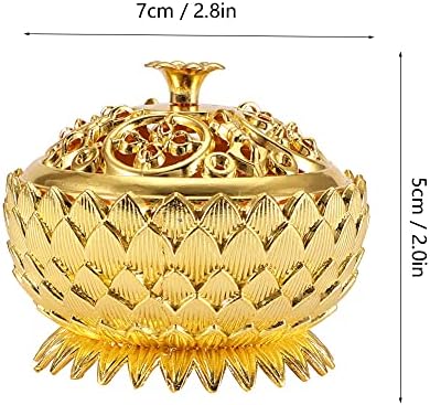 Pssopp Metal Incense, Vintage Lotus Zinc Alloy Incense Holder Sandalwood for Home Decoration Meditation(Gold)