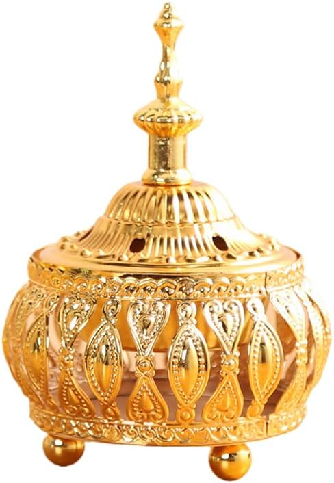 Middle Eastern Style Incense Burner Ornament 4.72X3.54X3.54In Electroplated Metal Incense Holder for Home Decoration