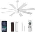 SHOWDI White Ceiling Fans with Lights and Remote, Quick Installation, 60 in | 2 Blade Color, Metal Material, App Remote Control, Timer, Reversible, 3CCT, Dimmable for Bedroom, Living room, Indoor