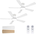 addlon 2 Pack Ceiling Fans with Lights, 48 inch White Ceiling Fan with Light and Remote Control, Reversible, 3CCT, Dimmable, Noiseless, Ceiling Fan for Bedroom, Farmhouse, Indoor/Outdoor Use