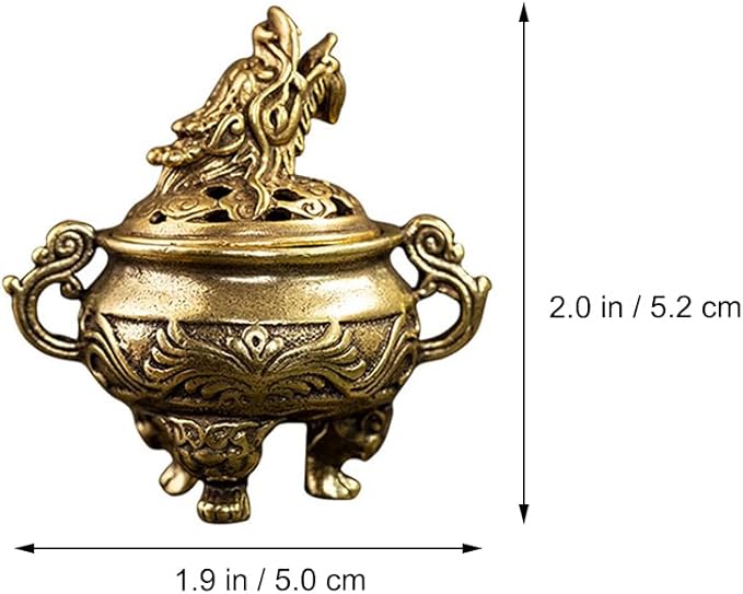 Amosfun Tripod Incense Burner Vintage Brass Incense Holder for Home Decor Meditation Aromatherapy with Stable Three-Legged Design 2.04X1.96X1.96In