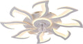 Modern Ceiling Fan with Lights, White Flush Mount Ceiling Fan with Remote & APP Control, Dimmable LED Ceiling Fan Light, 6 Speed Low Profile Fan for Bedroom Living Room