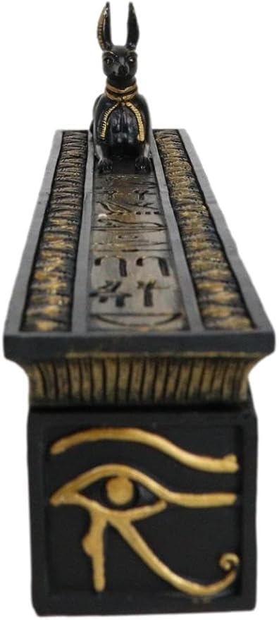 Ebros Gift Egyptian God of The Dead Anubis Jackal Dog Incense Burner and Storage Box Holder Sculpture Home Fragrance Accessory Egypt God of Afterlife and Mummification Usher of The Dead Figurine