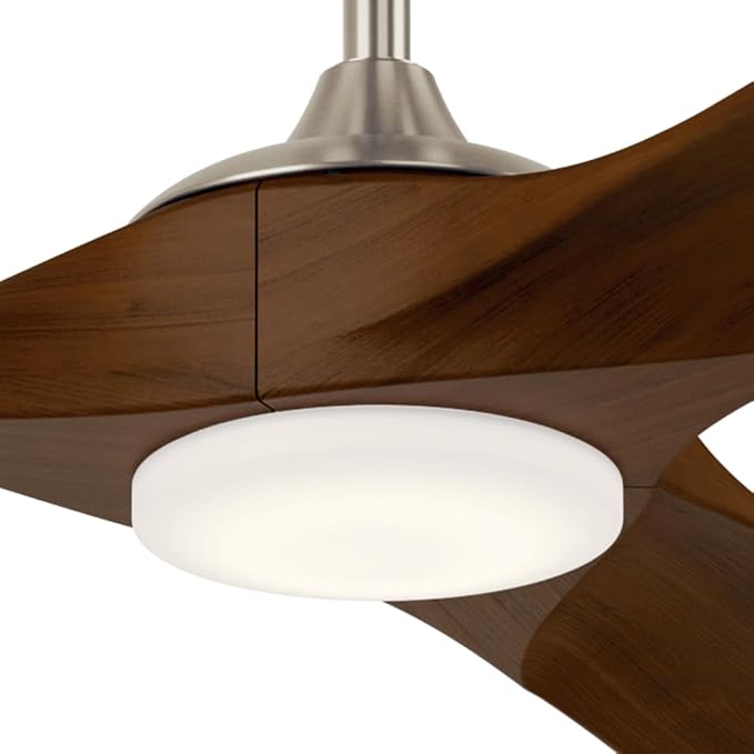 KICHLER Mylo 80 in Ceiling Fan with Light, 6-Speed Remote Control Modern Indoor Outdoor Damp Rated Fan with Satin Etched Cased Opal Glass in Brushed Nickel, 310580NI