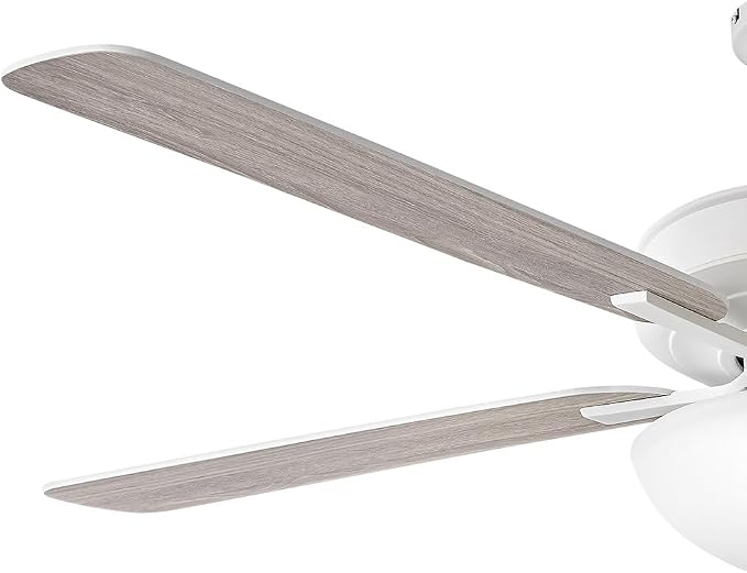 Hinkley Metro 52" LED Indoor Dual Mount Ceiling Fan with Light, Traditional Style, Reversible Wooden Fan Blades, Chalk White and Weathered Wood, Remote Sold Separately