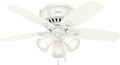 Hunter Builder, Indoor, Ceiling Fan, with LED Lights, 42 inch, Snow White | Low Profile Flush Mount, Pull Chain, 5 Blades, For Bedroom, Living Room, Kitchen, 51090