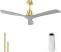 Sofucor 52 Inch Ceiling Fan No Light - Modern Solid Wood Ceiling Fan with Remote, 5000CFM High Airflow, Quiet DC Motor, 6 Speeds, Timer & Reversible for Bedroom Living Room, ETL, Gold