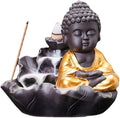 Creativity Lotus Backflow Incense Burner Smoke Waterfall Buddha Incense Aromatherapy Stick Holder Craft for Yoga Room/Office/Home Decor (D)